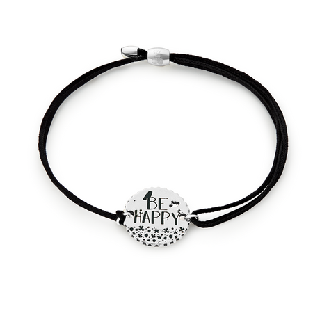 Pulsera de Nylon Sé feliz con charm de plata 925